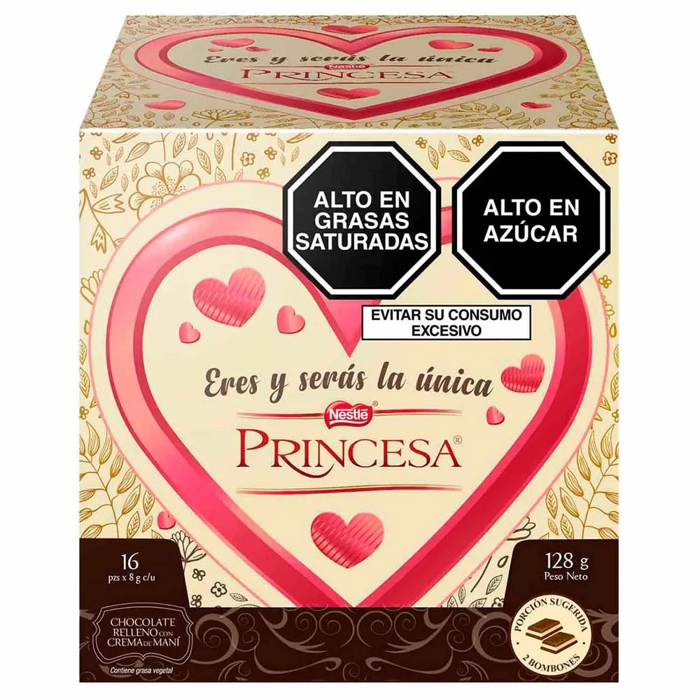 Chocolate PRINCESA Relleno con Crema de Maní Caja 128g