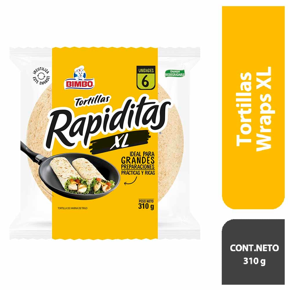 Tortillas BIMBO Rapiditas Wraps Clásicas Bolsa 6un
