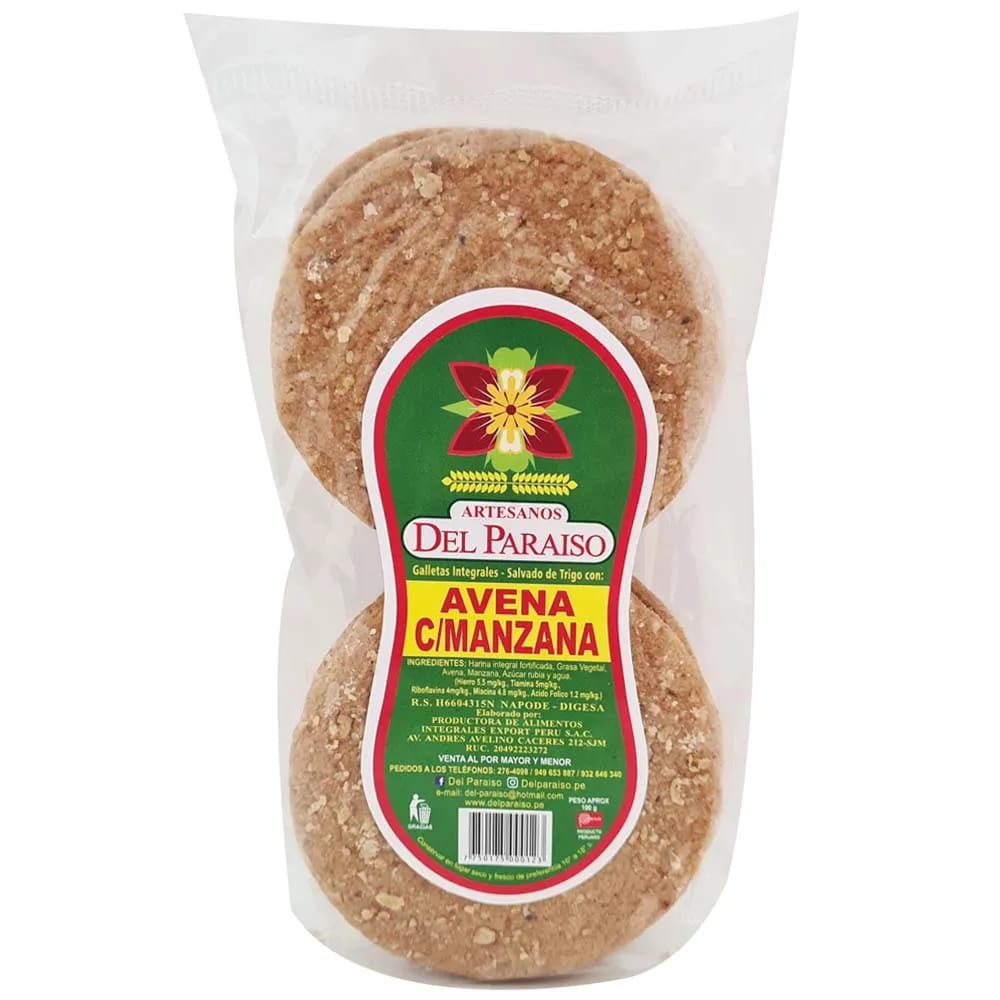Galletas DEL PARAISO Avena & Manzana 100g