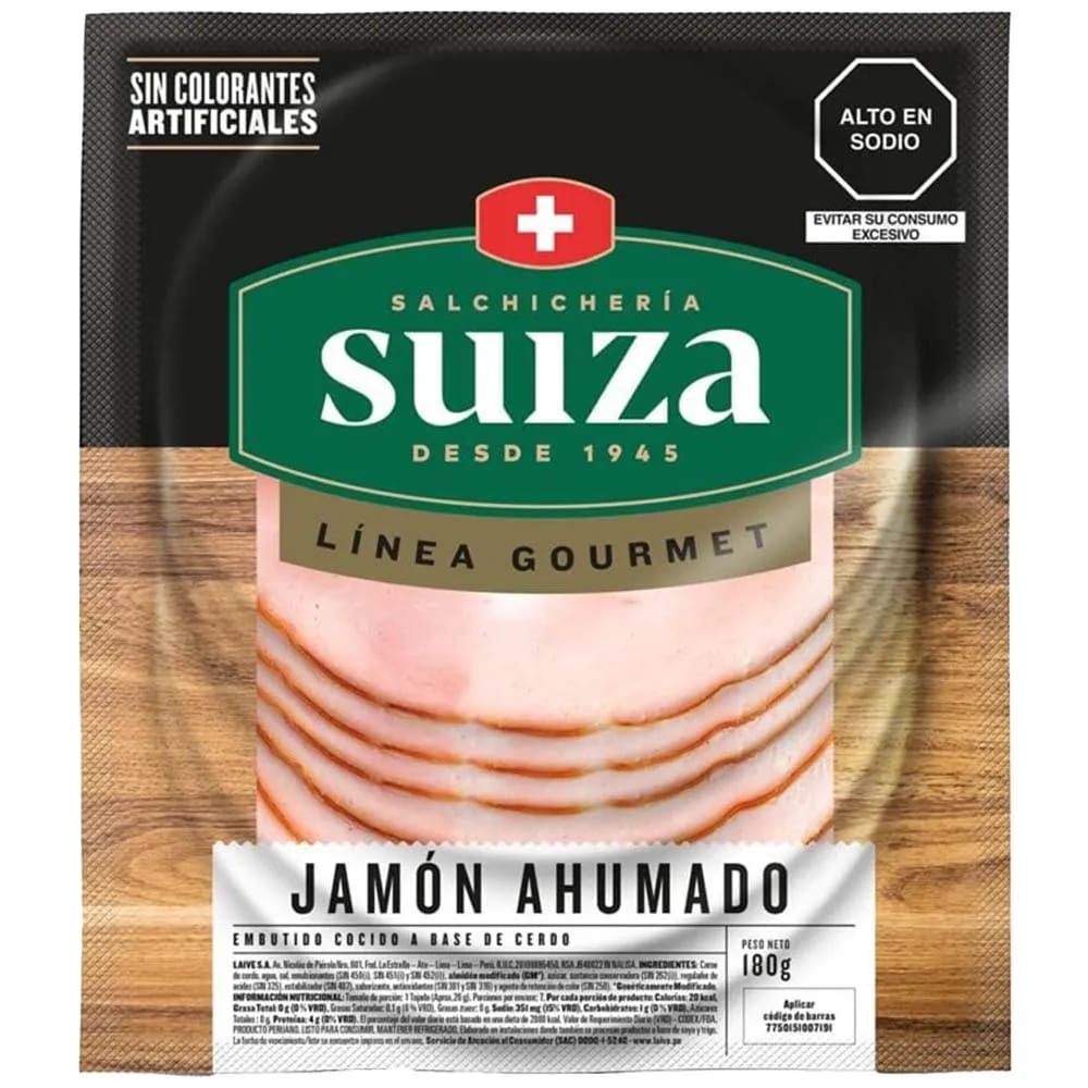 Jamón Ahumado S. SUIZA Paquete 180g