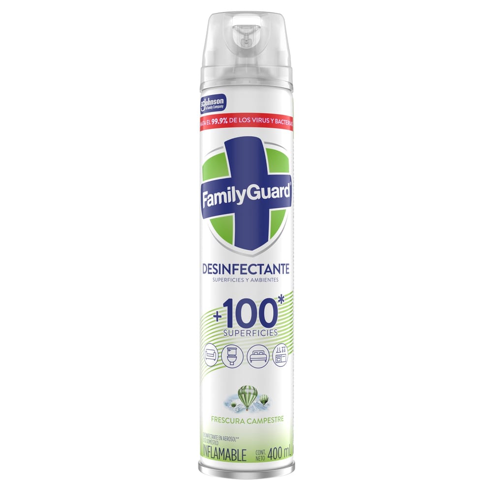Desinfectante en Aerosol FAMILYGUARD Frescura Campestre Frasco 400ml