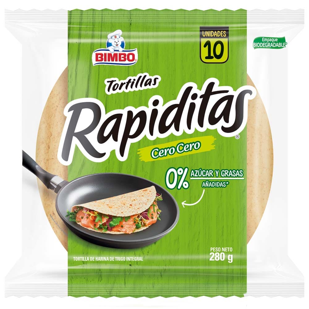 Tortillas BIMBO Rapiditas Cero Cero Bolsa 10un