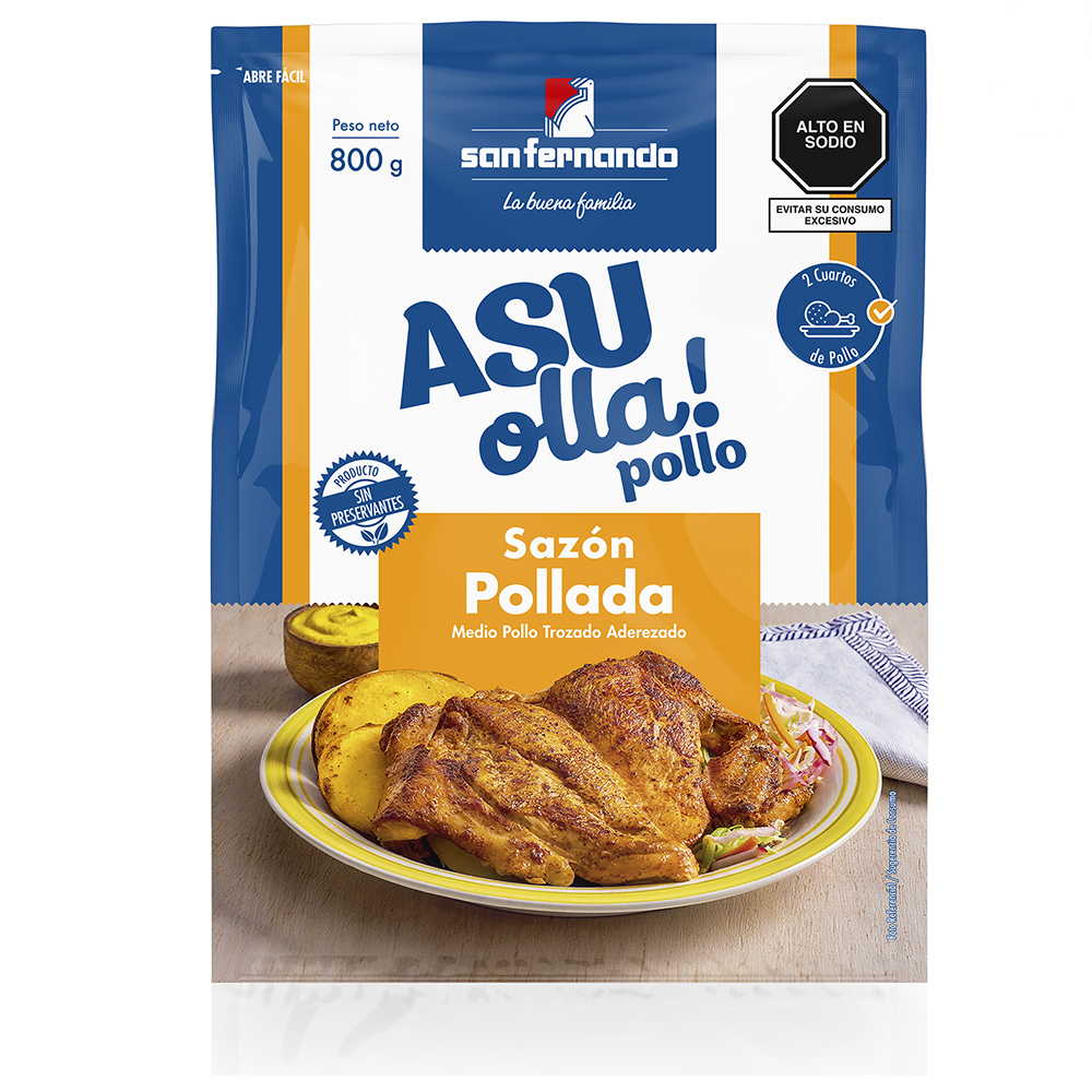 Pollo Trozado Asu Olla! Sazón Pollada Empaque 800g