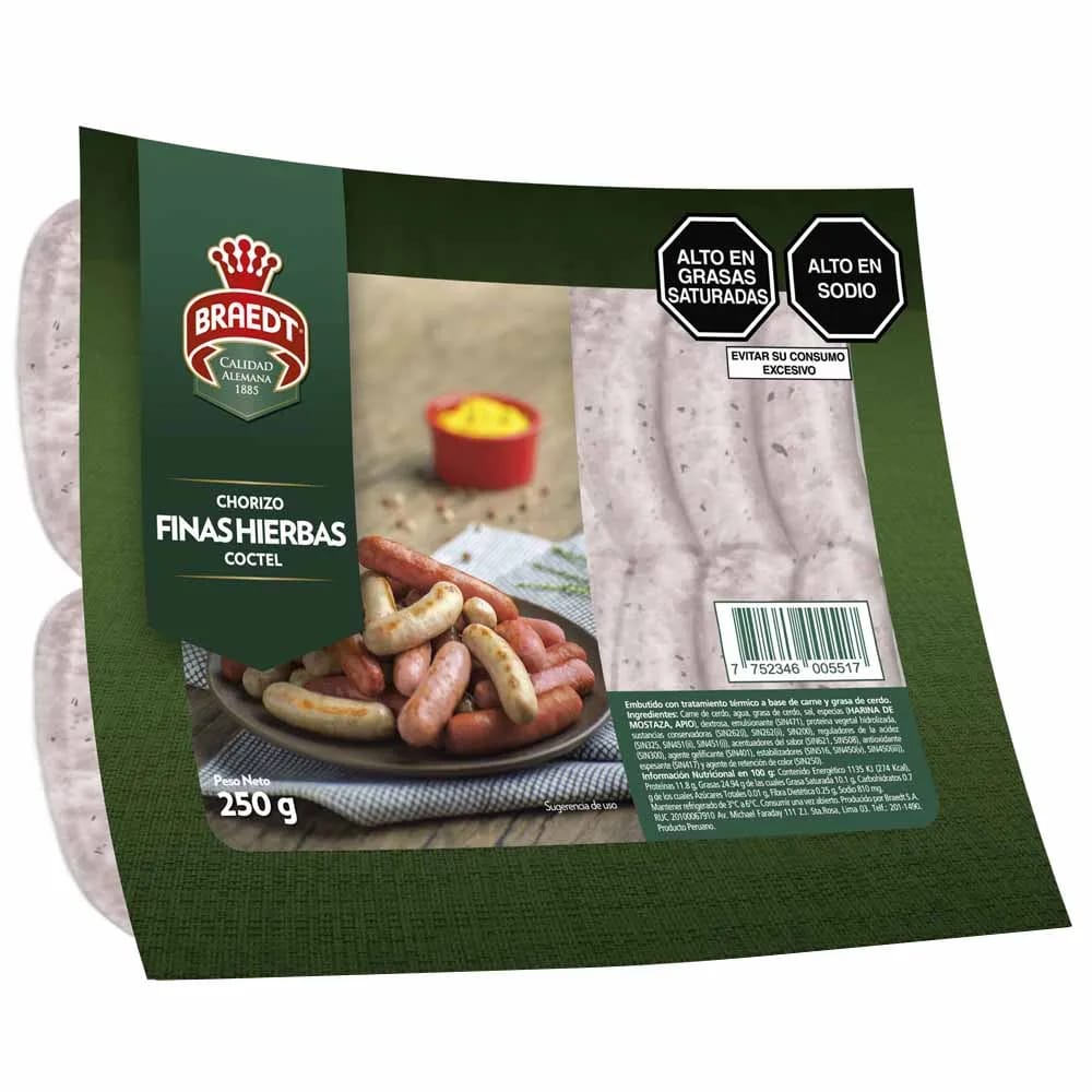 Chorizo Finas Hierbas Cocktail BRAEDT 250g