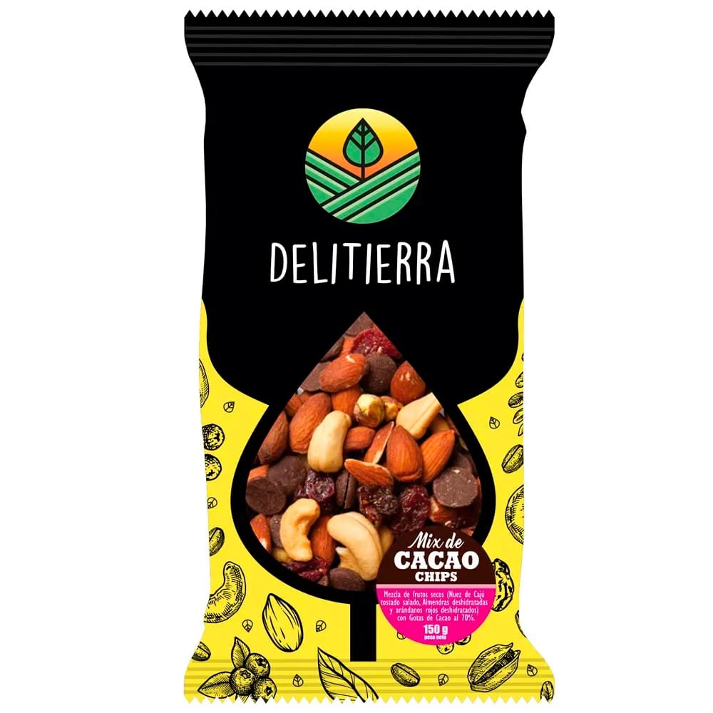 Mix DELITIERRA Cacao chips con Berries Bolsa 150g