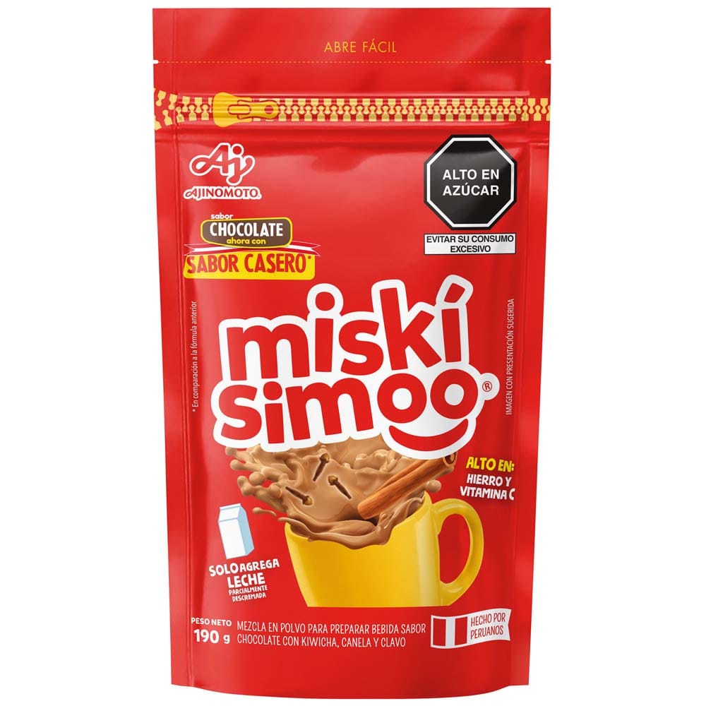 Mezcla en Polvo MISKISIMO Sabor a Chocolate Doypack 190g