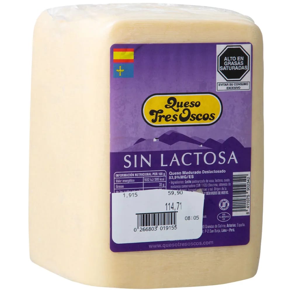 Queso sin Lactosa TRES OSCOS x Kg