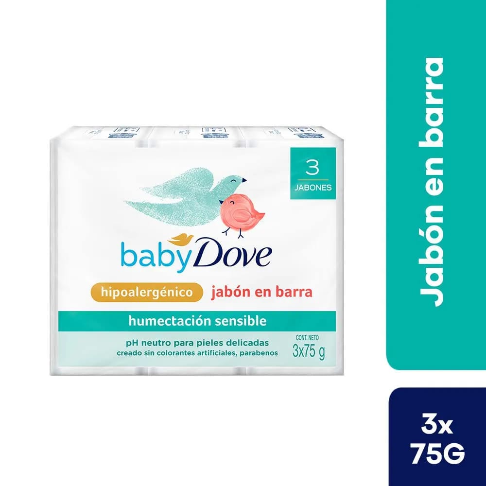 Jabón en Barra DOVE Baby Humectación Sensible 75g Paquete 3un