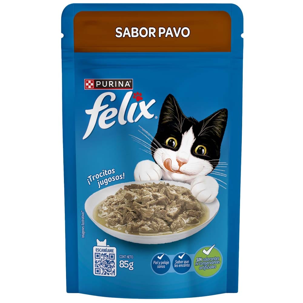 Alimento Húmedo para Gato FELIX Sabor Pavo Pouch 85g