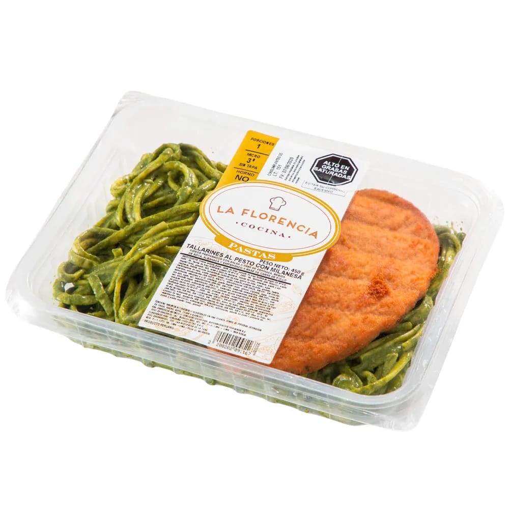 Tallarín al Pesto con Milanesa LA FLORENCIA Bandeja 450g