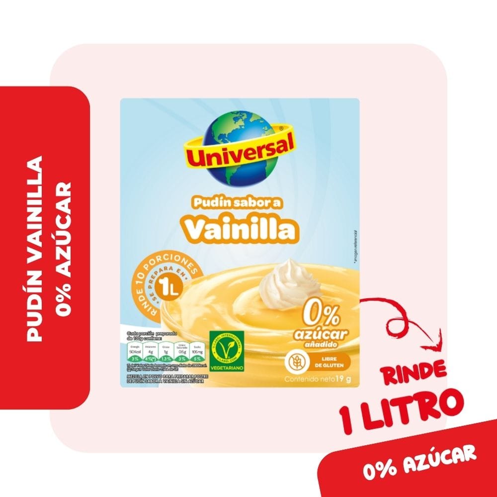 Pudín Diet UNIVERSAL Sabor a Vainilla Caja 19g