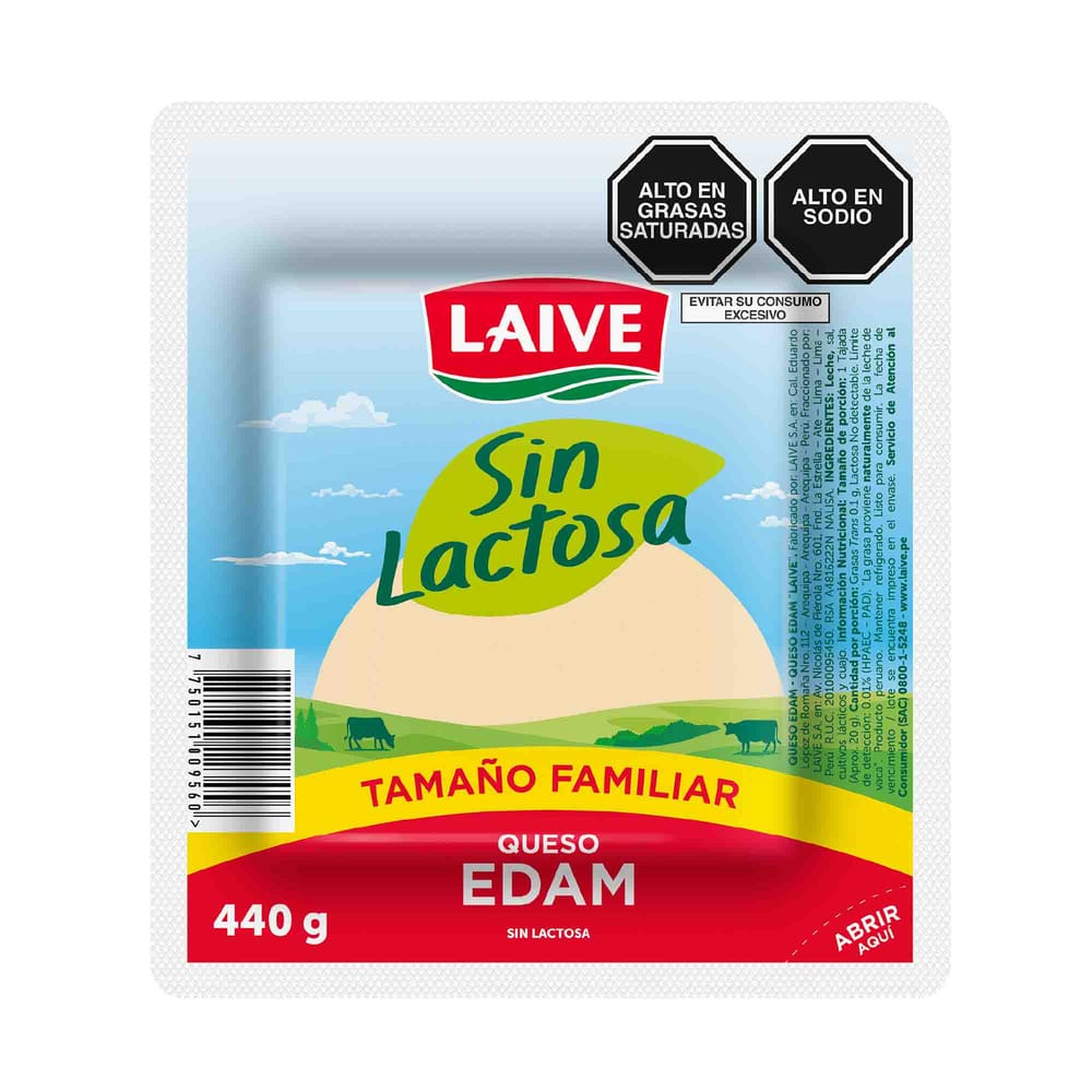 Queso Edam sin Lactosa LAIVE Paquete 440g