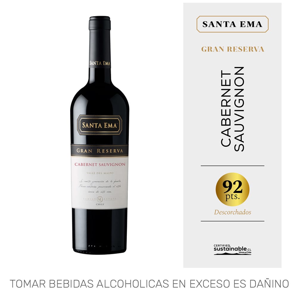 Vino Tinto SANTA EMA Gran Reserva Cabernet Sauvignon Botella 750ml