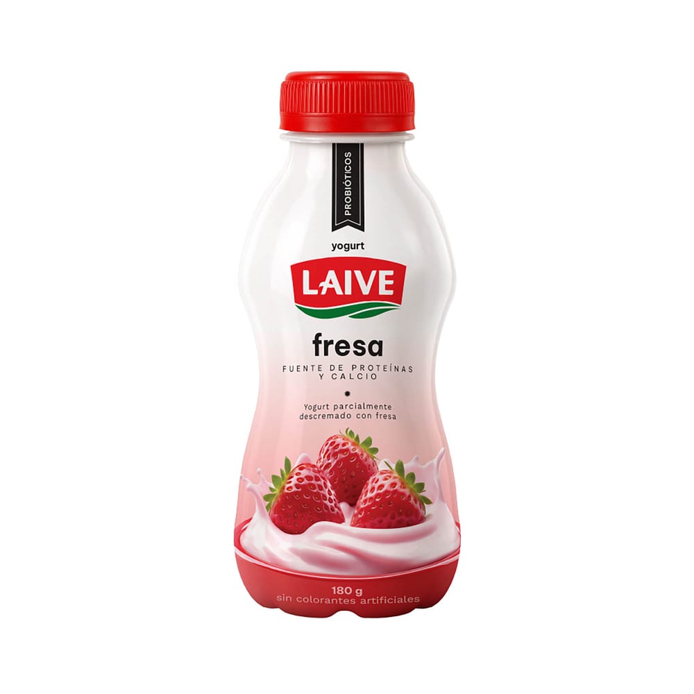 Yogurt Probiótico de Fresa LAIVE Botella 180g