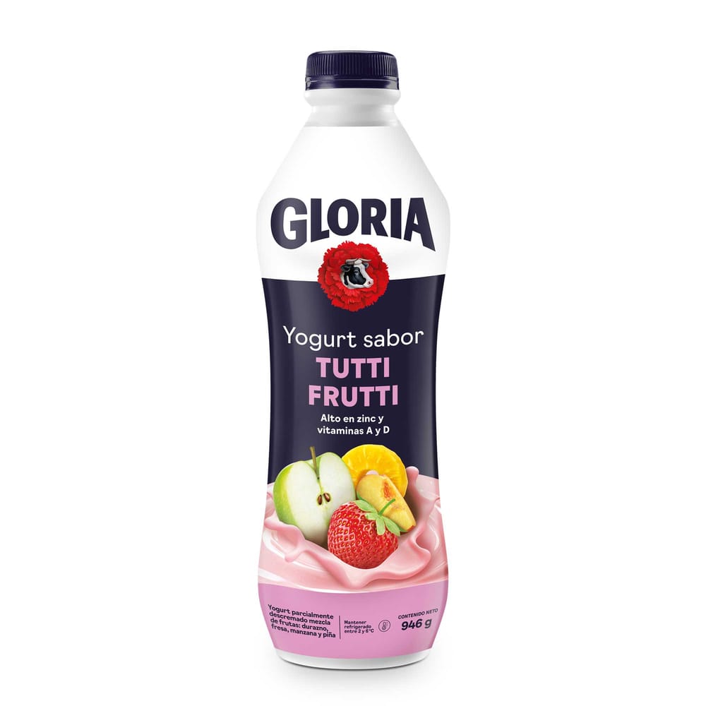 Yogurt Parcialmente Descremado GLORIA Tutti Frutti Botella 946g