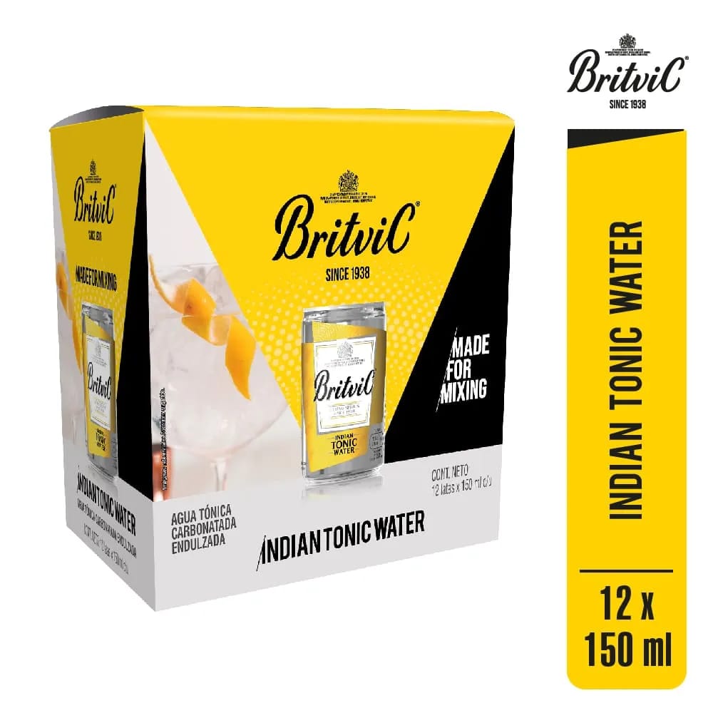 Agua Tónica BRITVIC Lata 150ml Paquete 12un