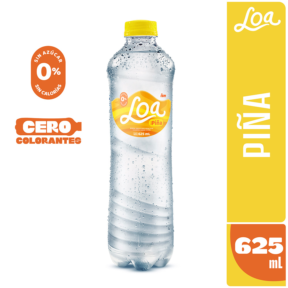 Agua Ligera Saborizada LOA de Piña Botella 625ml
