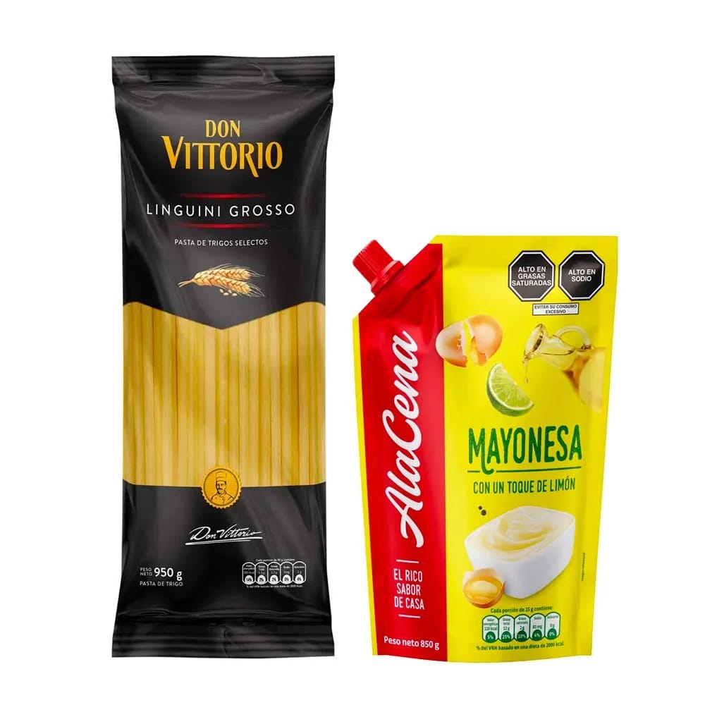 Pack Mayonesa ALACENA Doypack 850gr + Fideos Linguini Grosso DON VITTORIO Bolsa 950gr