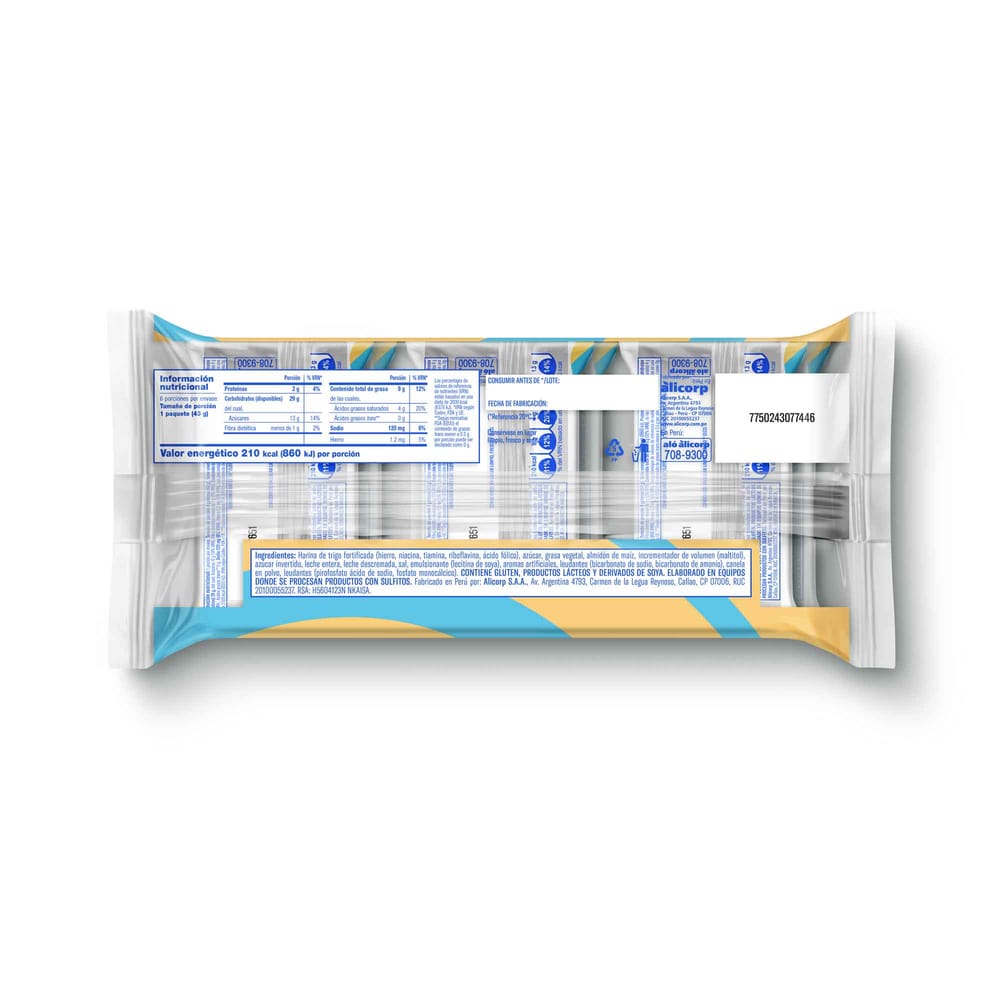 Galleta CASINO Sabor Tres leches Bolsa 43g Paquete 6un