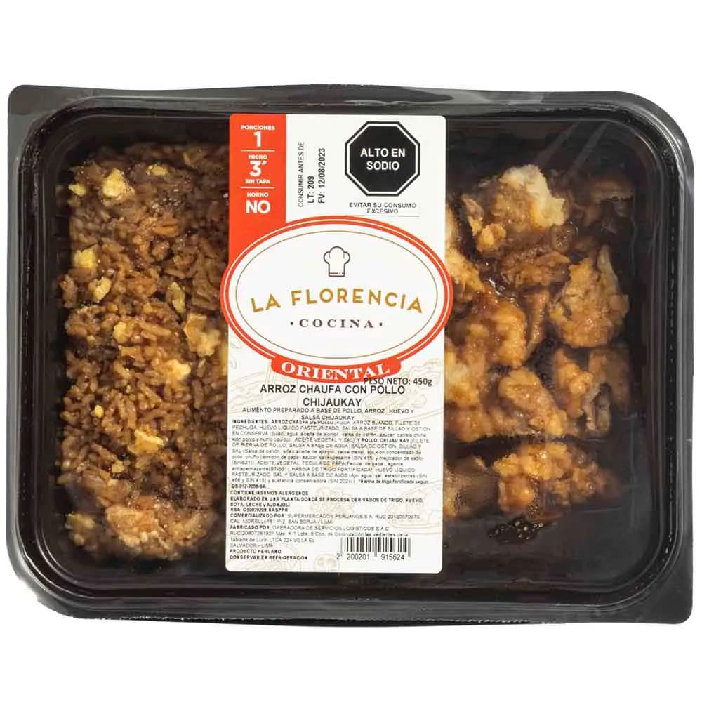 Arroz Chaufa con Pollo Chi Jau Kay LA FLORENCIA Bandeja 450g + Gaseosa 300ml