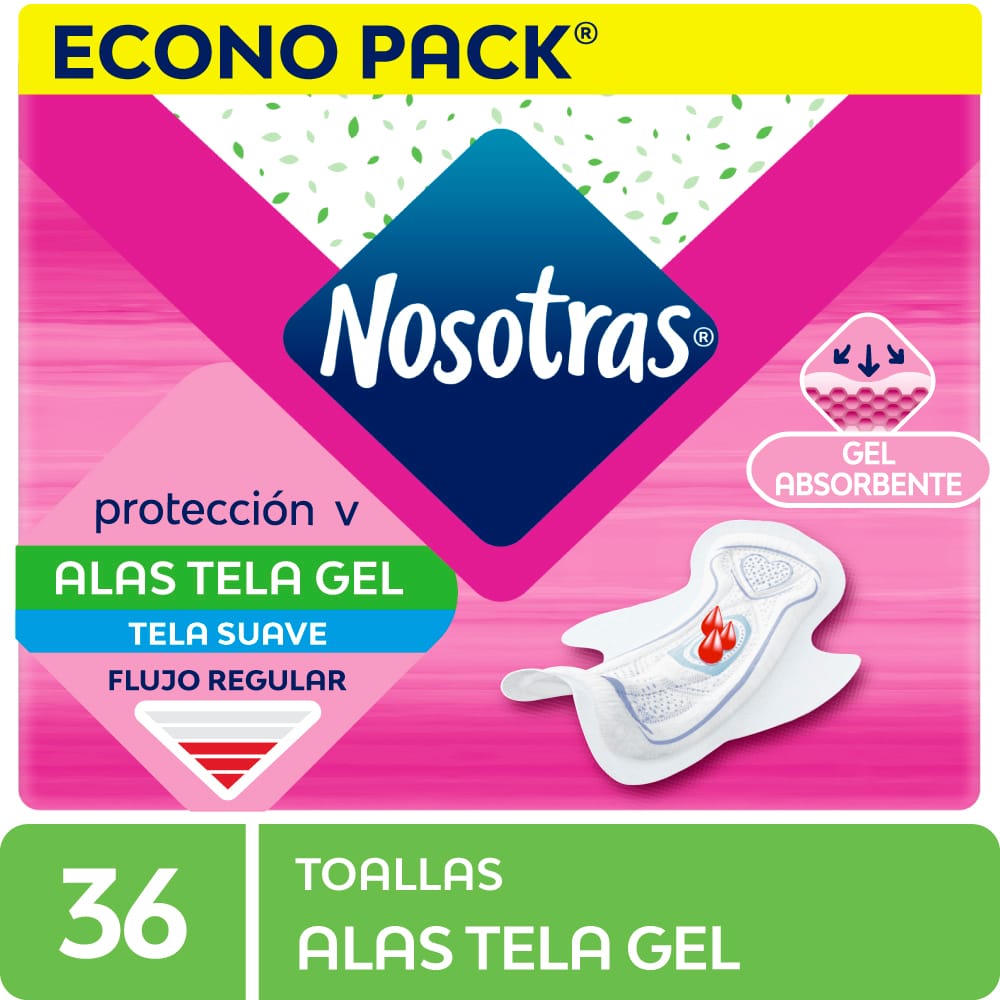 Toallas Higiénicas NOSOTRAS Alas Tela Gel Paquete 36un