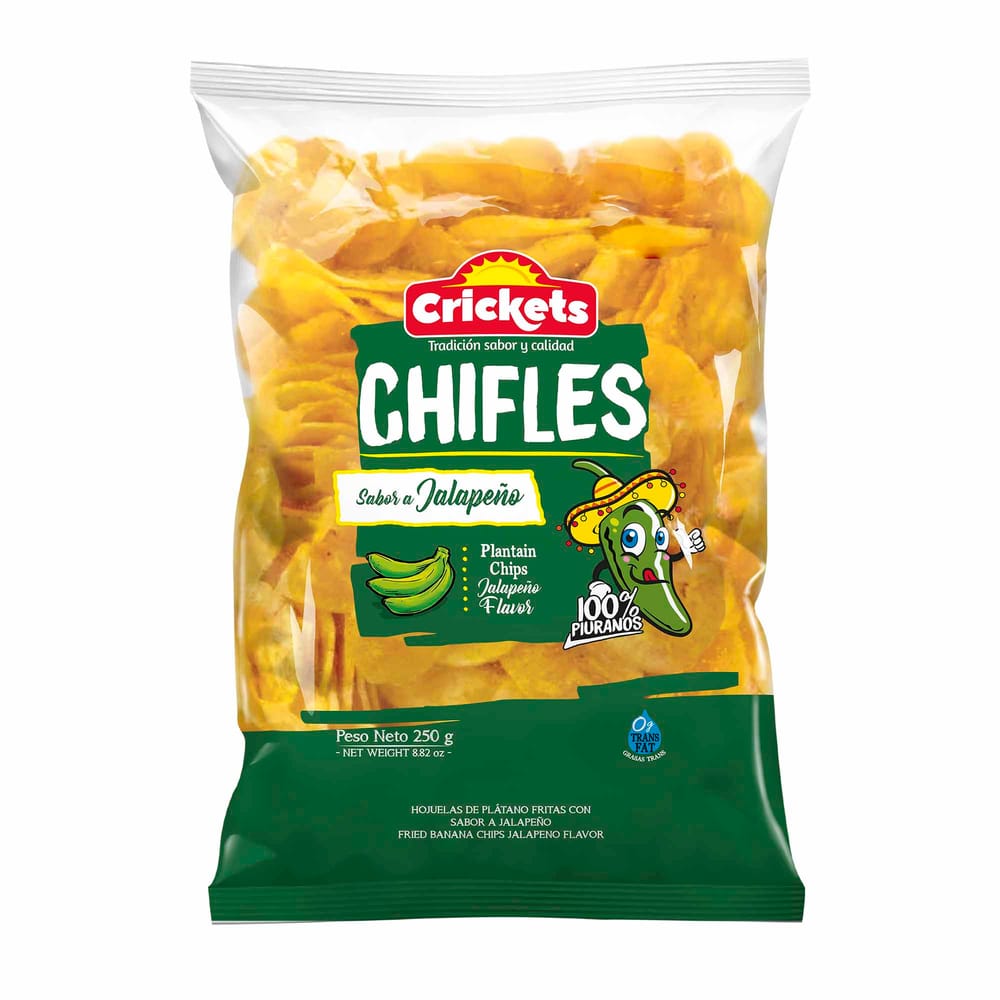 Chifles Sabor Jalapeño CRICKETS Bolsa 250g