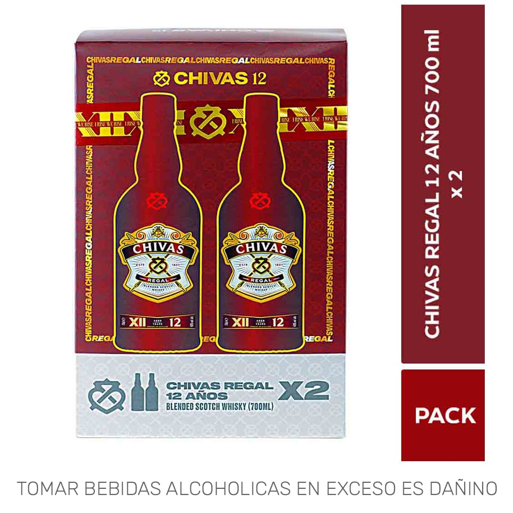 Pack Whisky CHIVAS REGAL 12 Años Botella 700ml + Whisky CHIVAS 12 Años Botella 700ml