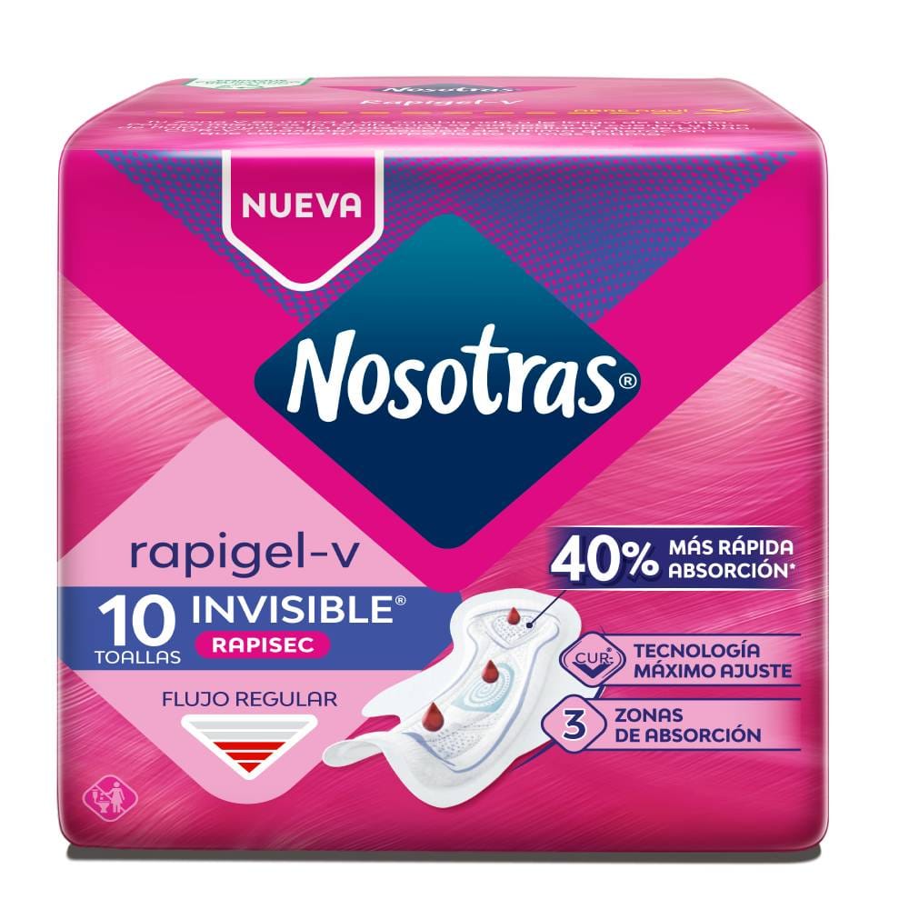Toalla Higiénica NOSOTRAS Invisible Rapigel Paquete 10un