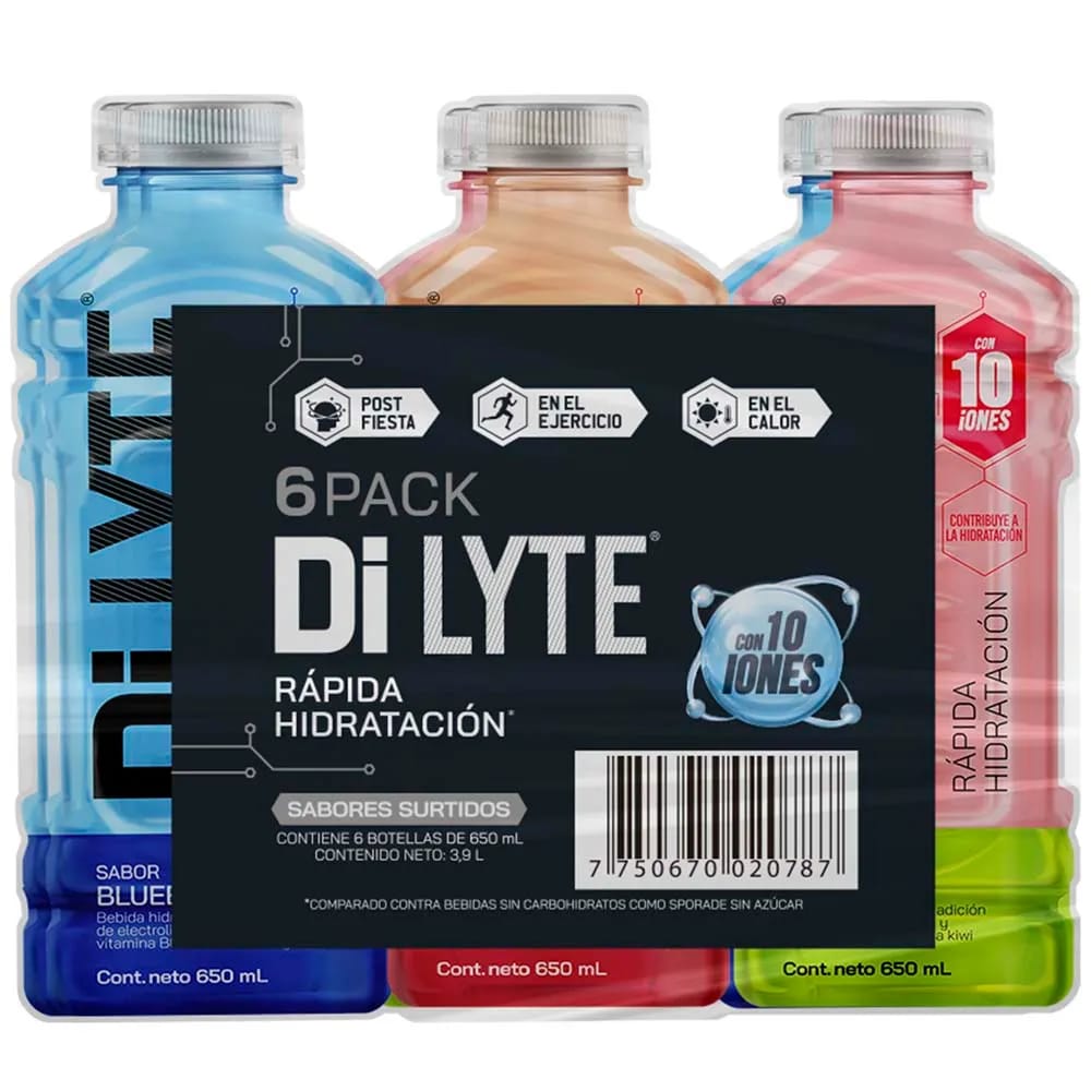 Bebida Rehidratante DILYTE Botella 650ml Paquete 6un
