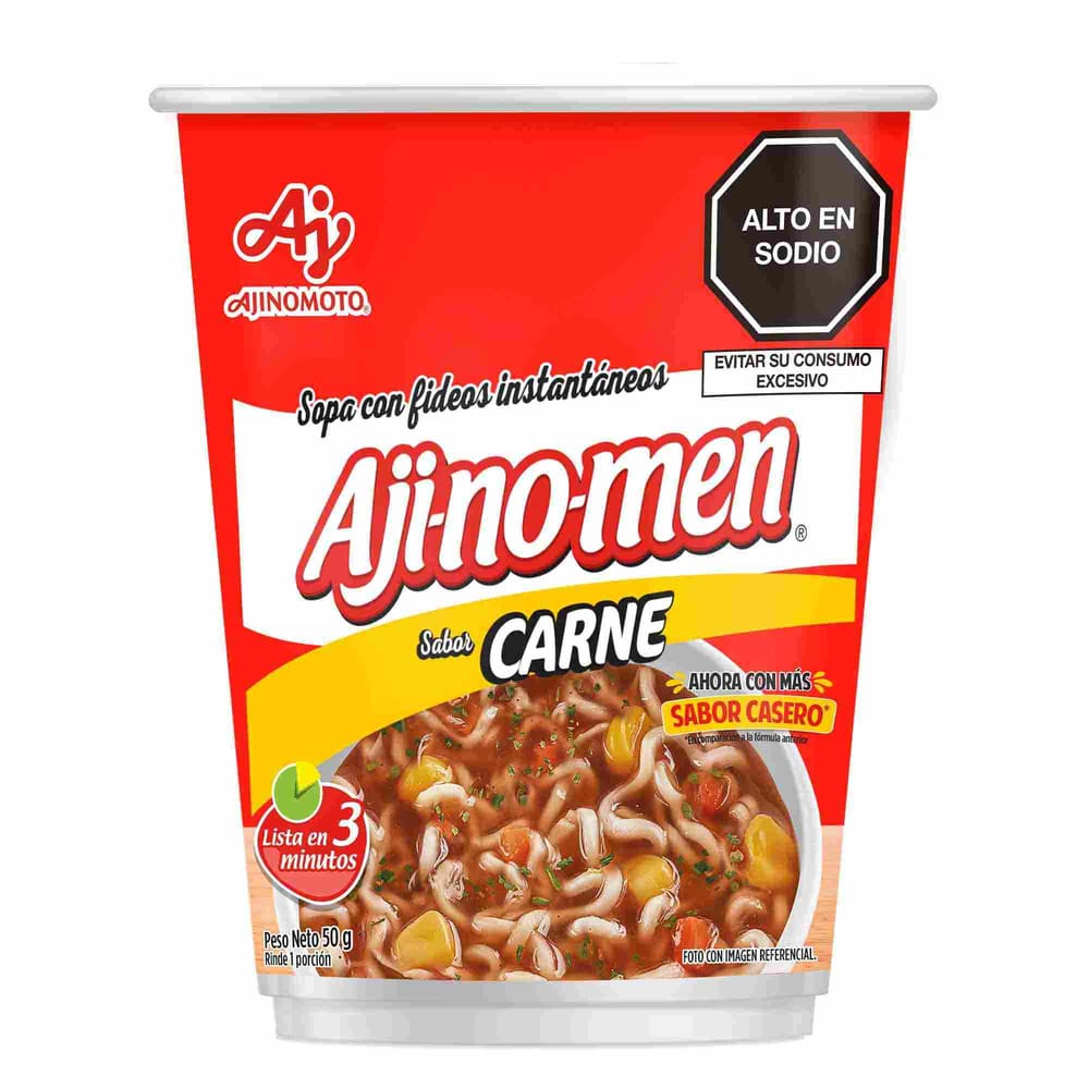 Sopa Instantánea AJINOMEN sabor a Carne Vaso 50g