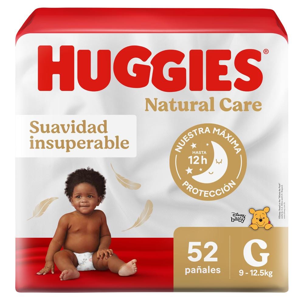 Pañales para Bebé HUGGIES Natural Care G Paquete 52un