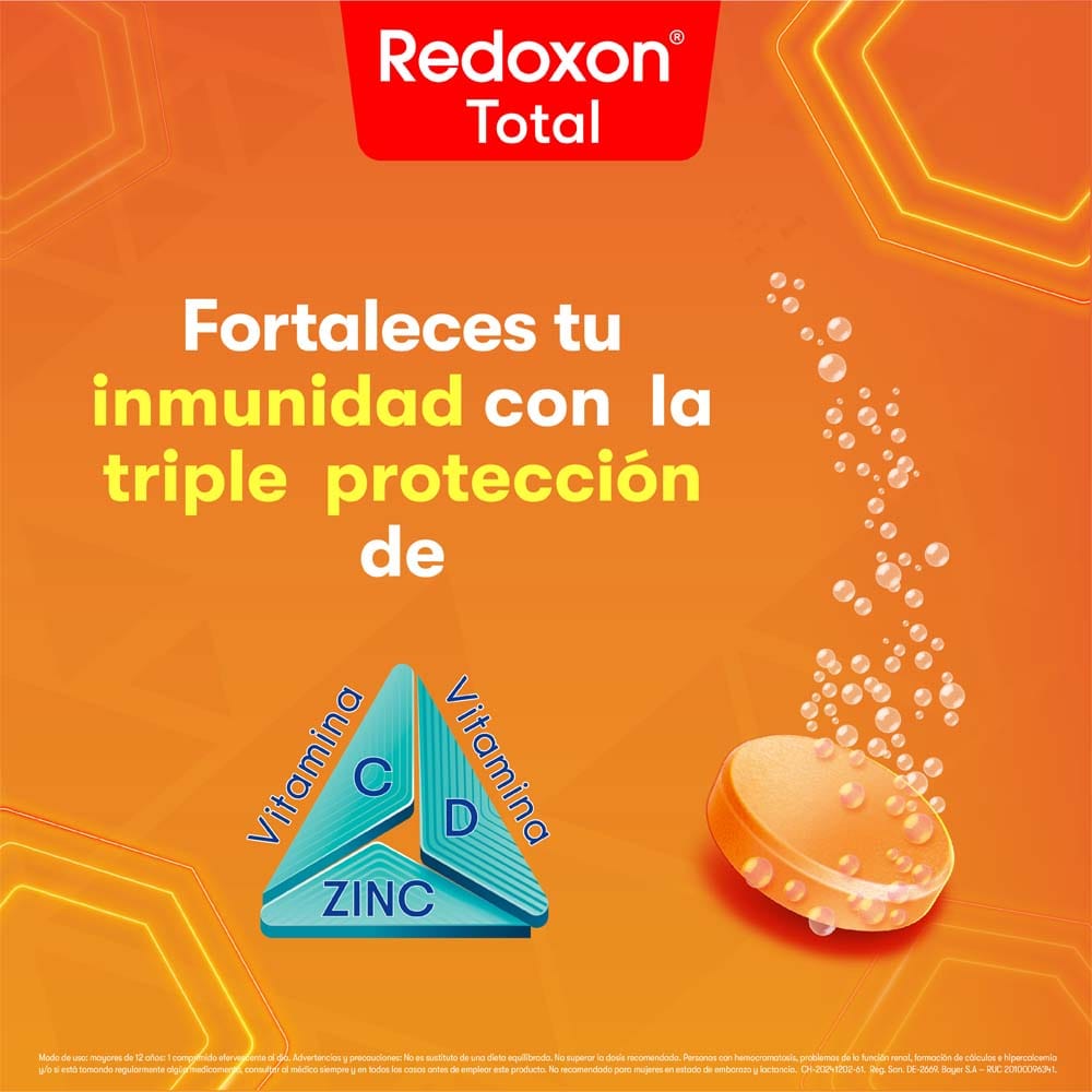 Comprimidos Efervescentes REDOXON Vitamina C Tubo 45g x 3un