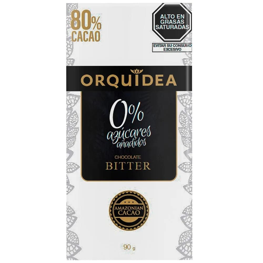 Chocolate Sin Azúcar ORQUIDEA Bitter 80%  Caja 90g