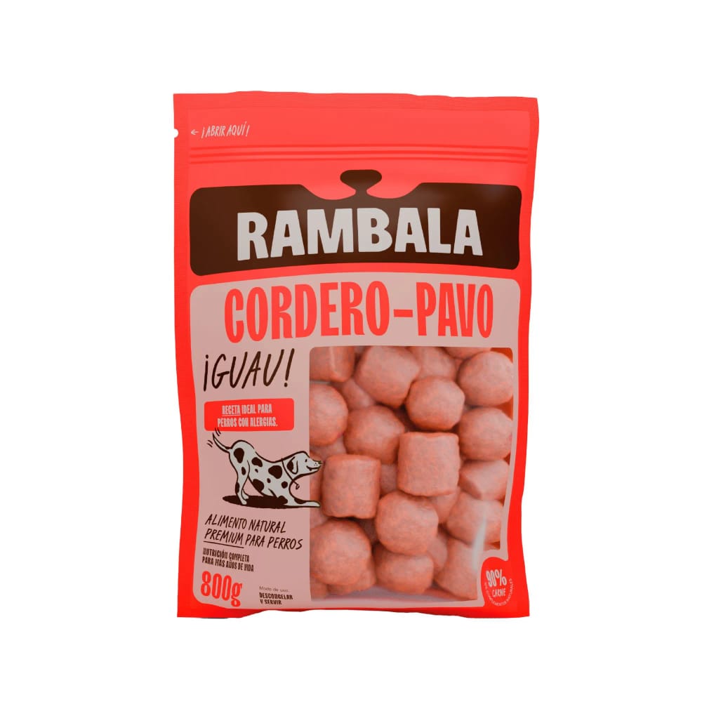 Alimento Húmedo para Perro RAMBALA Sabor Cordero y Pavo Doypack 800g