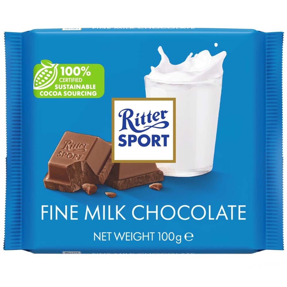 Chocolate RITTER SPORT Fine Milk Chocolate Tableta 100g