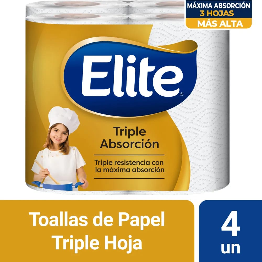 Papel Toalla ELITE Triple Absorción Paquete 4un
