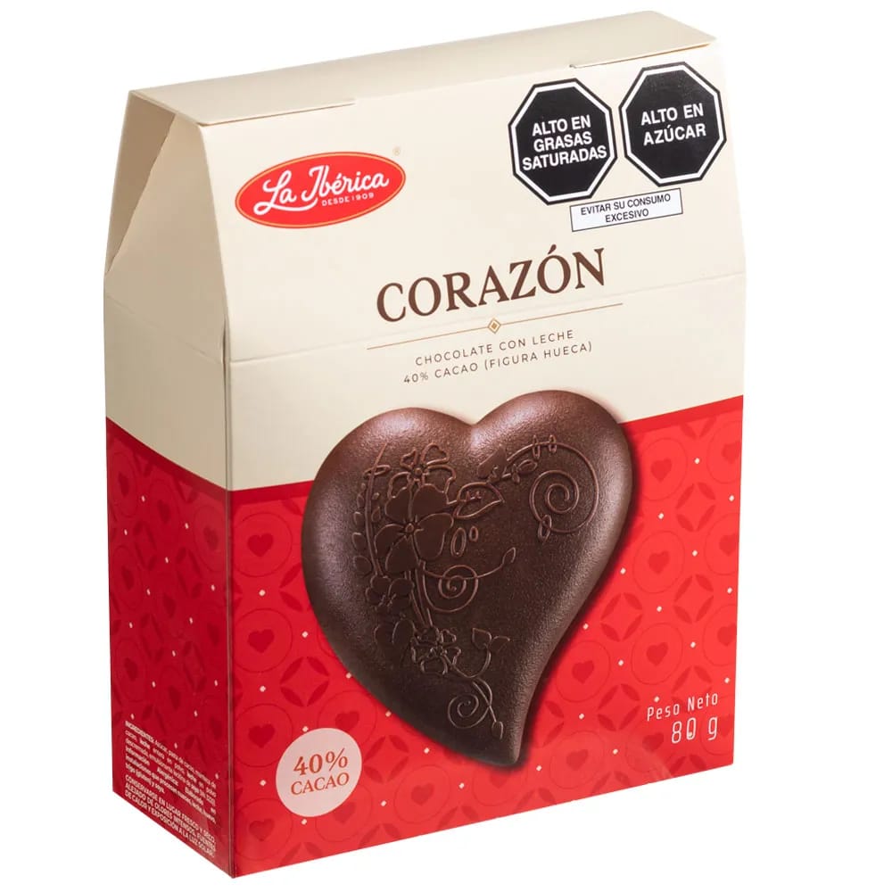 Chocolate LA IBÉRICA CORAZÓN Negro en forma de corazón Caja 80g