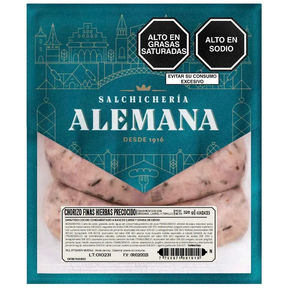 Chorizo Precocido Finas Hierbas SALCHICHERÍA ALEMANA 320g