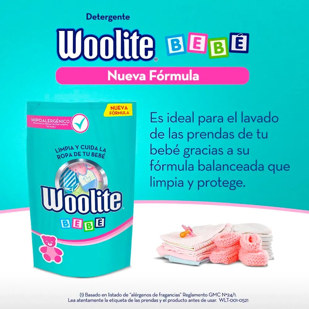 Detergente Líquido WOOLITE Baby Doypack 900ml