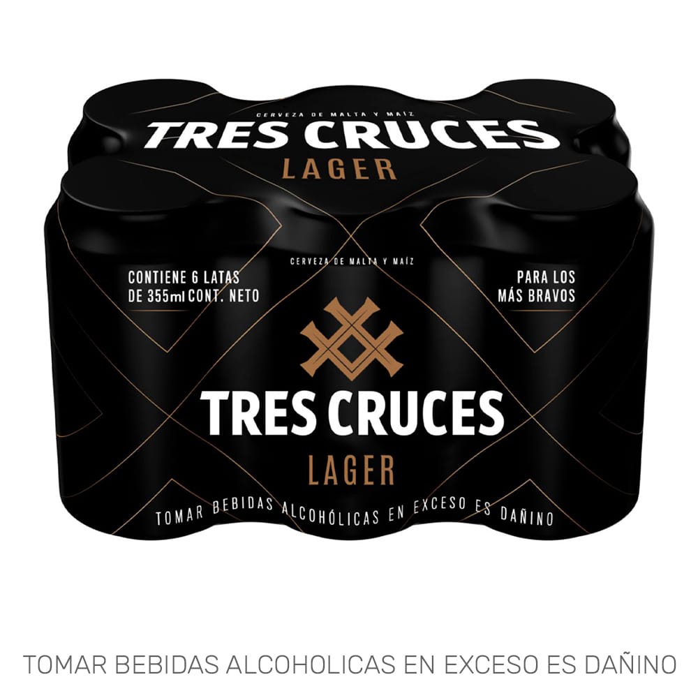 Cerveza TRES CRUCES Lager Lata 355ml Paquete 6un