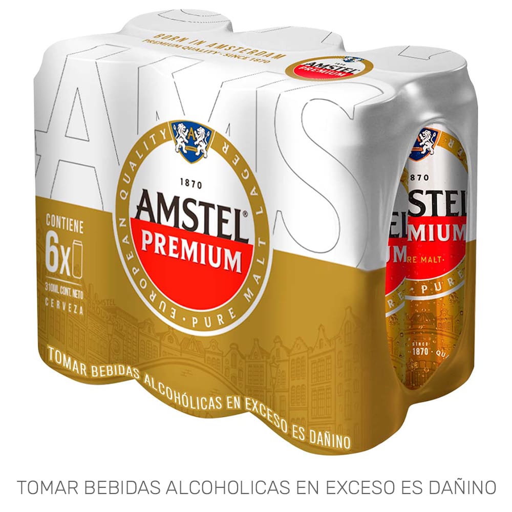 Cerveza AMSTEL Lata 310ml Paquete 6un