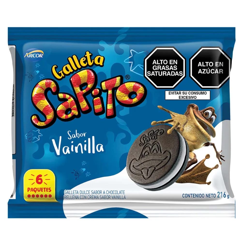 Galleta ARCOR Sapito Vainilla Paquete 6un