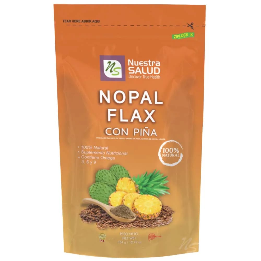 Infusiones NUESTRA SALUD Nopal Flax Piña Doypack 354g