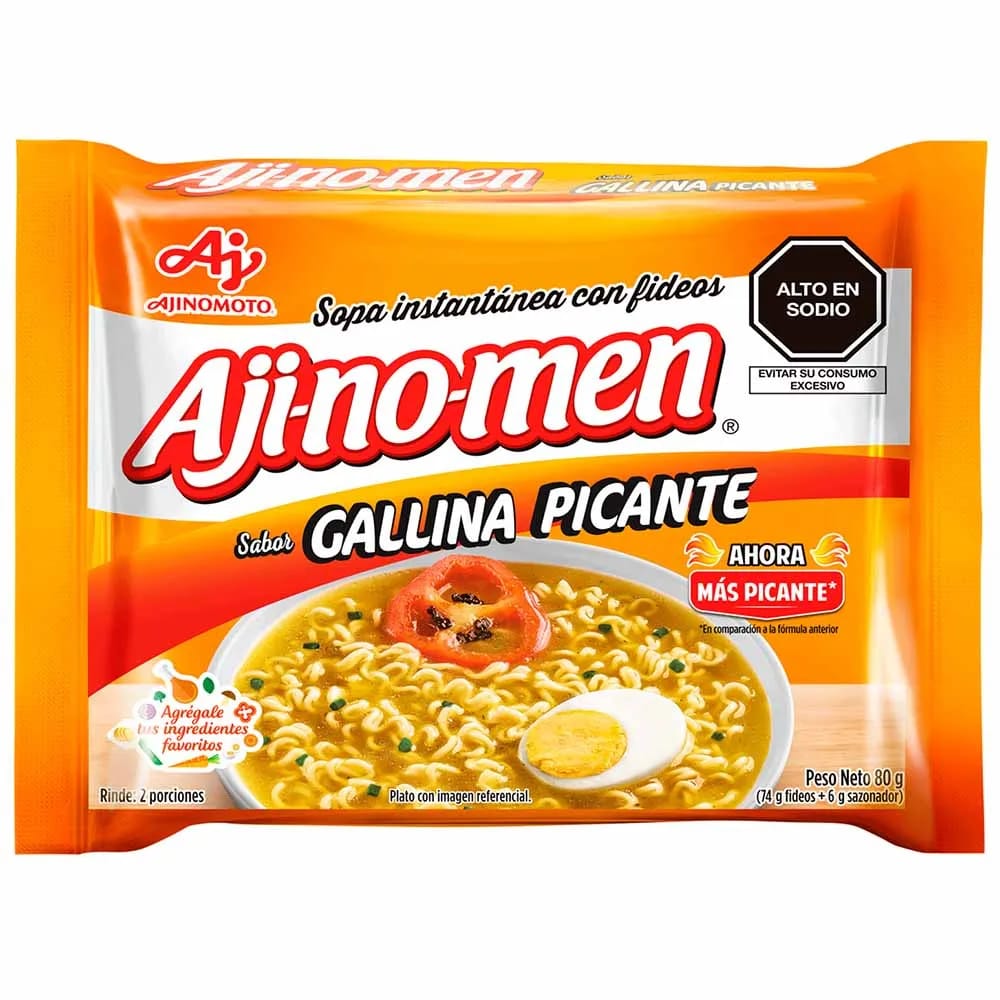 Sopa Instántanea AJINOMEN Sabor a Gallina Picante Bolsa 80g
