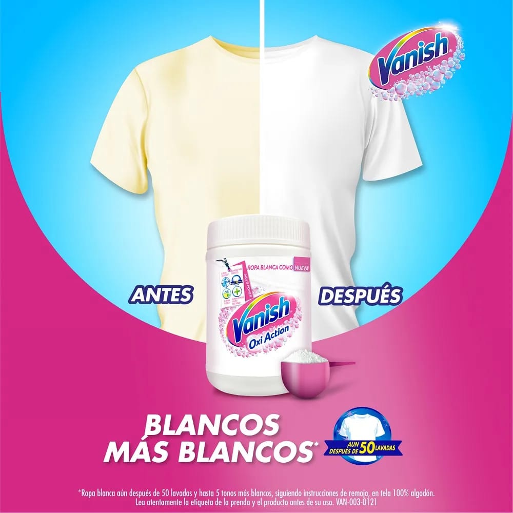 Quitamanchas en Polvo VANISH Blanco Total Pote 900g