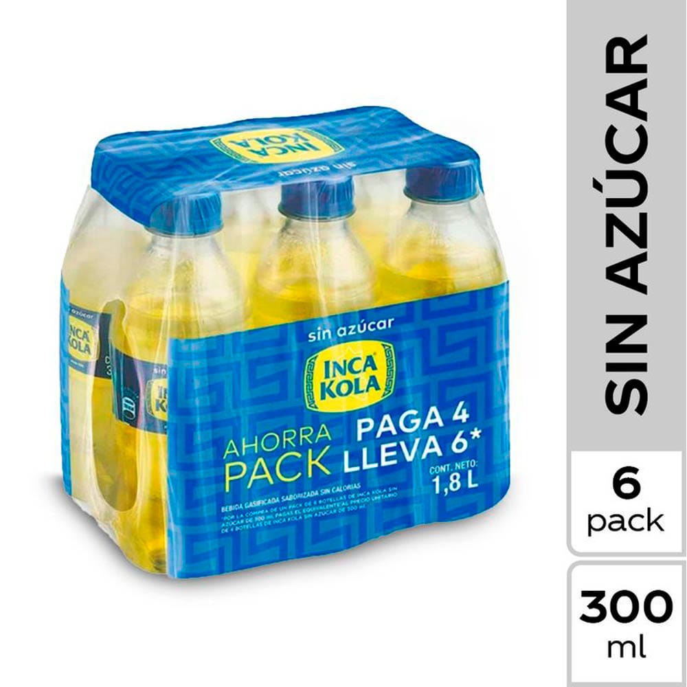 Gaseosa INCA KOLA sin Azúcar Botella 300ml Paquete 6un