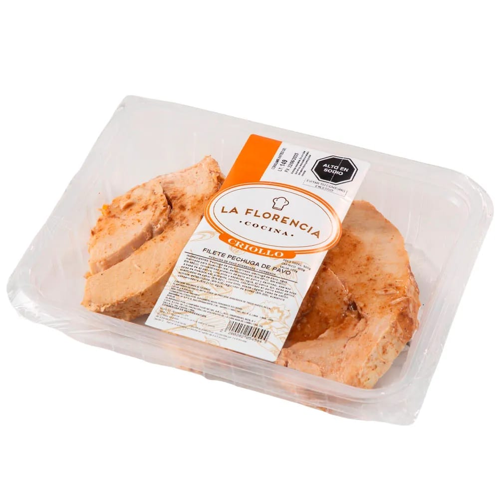 Filete de Pechuga de Pavo LA FLORENCIA Criolla Bandeja 500g