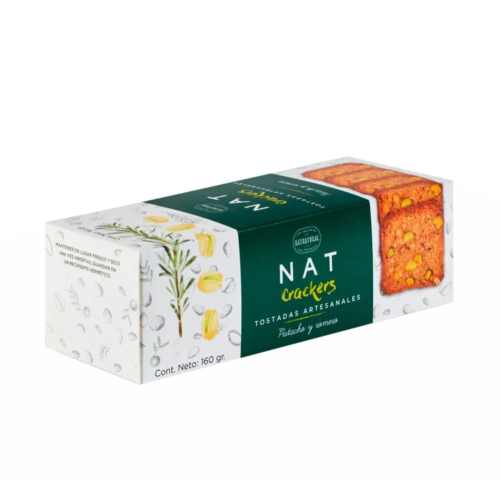 Tostadas NATCRACKERS Pistacho y Romero Caja 160g