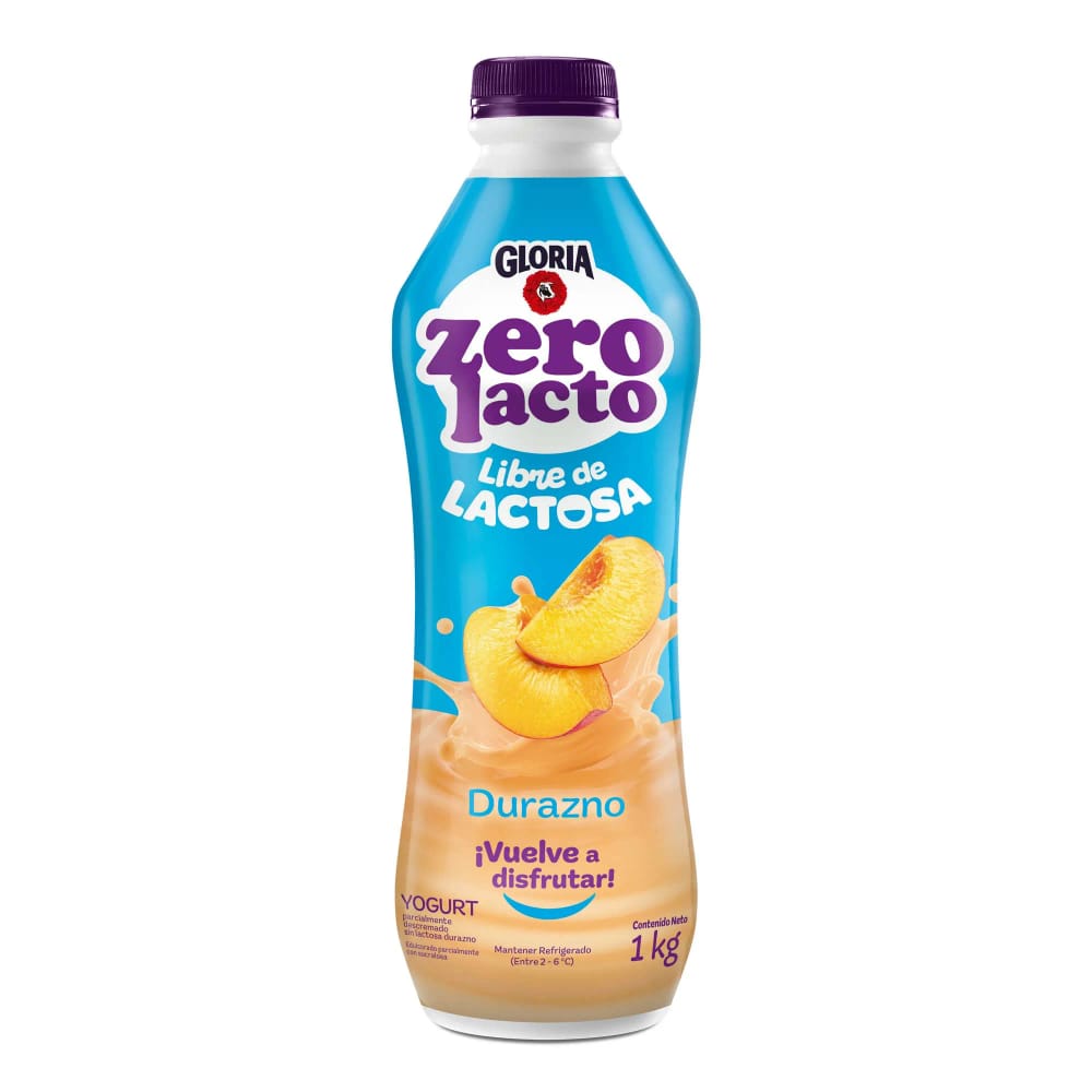 Yogurt Zero Lactosa  GLORIA Sabor a Durazno Botella 1Kg