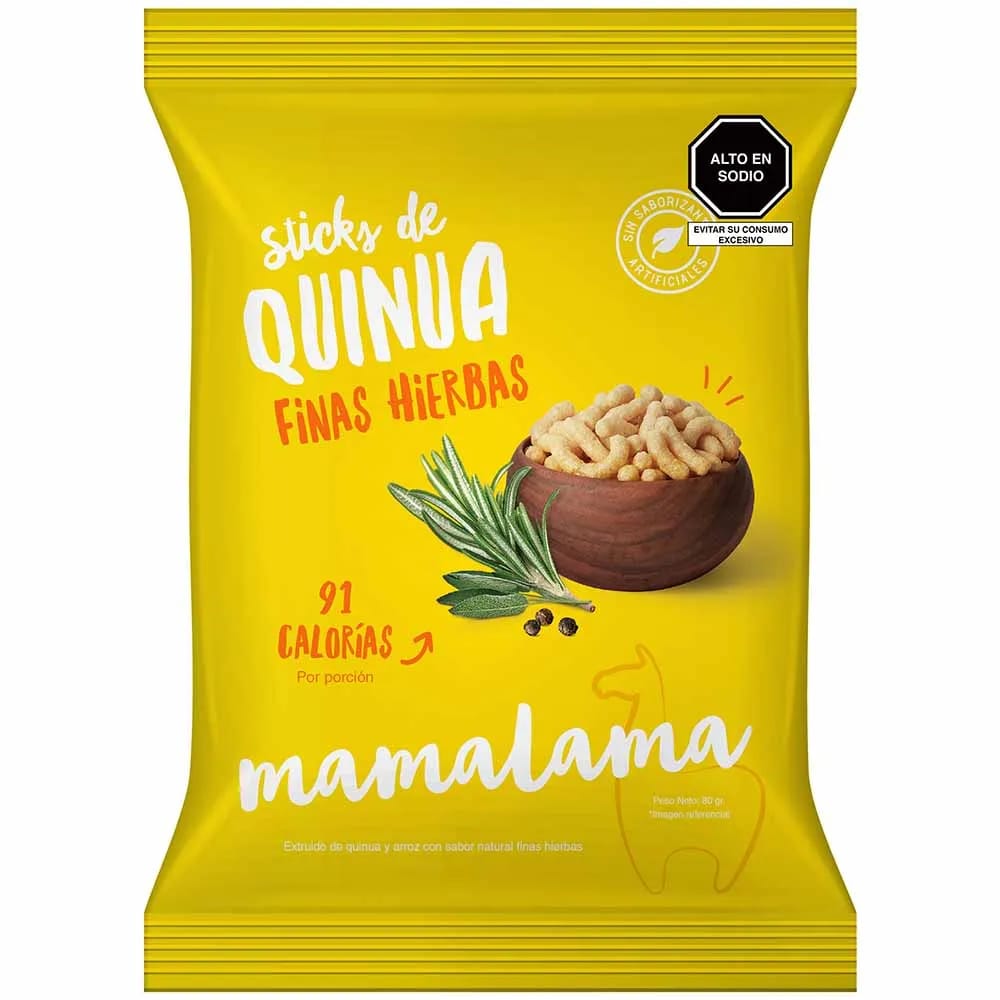 Sticks de Quinua MAMALAMA Finas Hierbas 100% Naturales Bolsa 80g